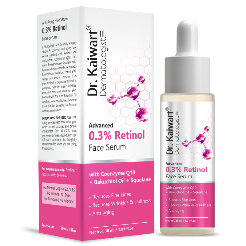 Dr. Kaiwart Advanced 0.3% Retinol Face Serum with Coenzyme Q10, Bakuchiol & Squalane – Anti-Aging Serum for Wrinkles, Dark Spots & Firm Skin (30ml)