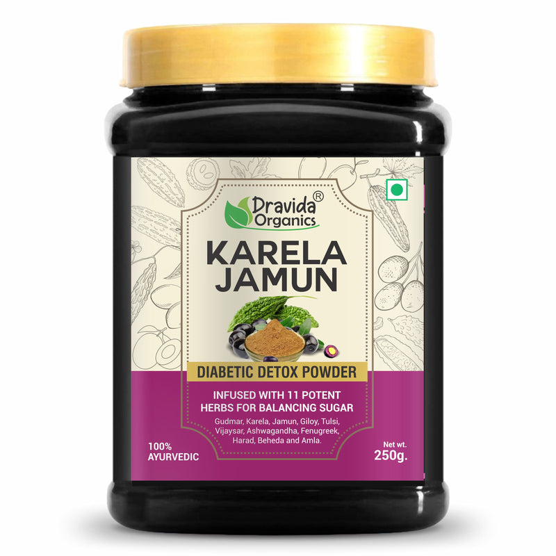 Dravida Organics Karela Jamun Powder – Ayurvedic Diabetic Detox for Natural Blood Sugar Support (250g)
