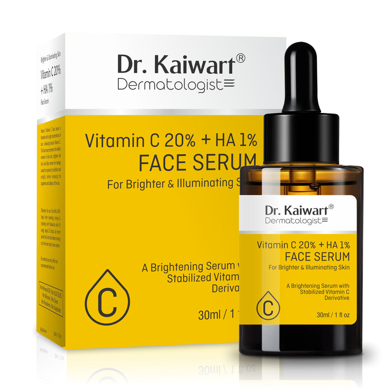 Dr. Kaiwart Vitamin C 20% + Hyaluronic Acid 1% Face Serum – Brightening & Anti‑Aging Serum for Glowing, Even-Toned Skin (30ml)