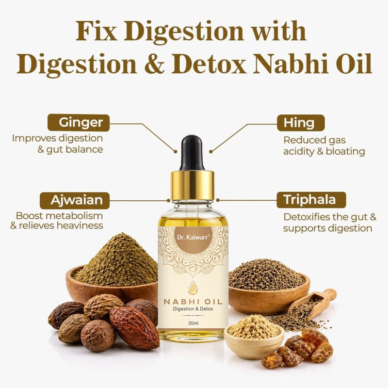 Ayurvedic Nabhi Oil for Digestion & Detox Support | Nabhi Oil for Belly Button Care, Digestive Wellness & Metabolism Support | 30 ml