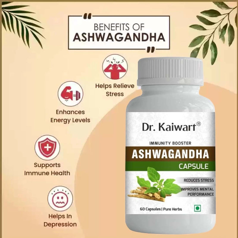 Dr. Kaiwart Ashwagandha Capsule – Natural Stress Reliever, Strength & Stamina Booster | 60 Pure Herbal Capsules