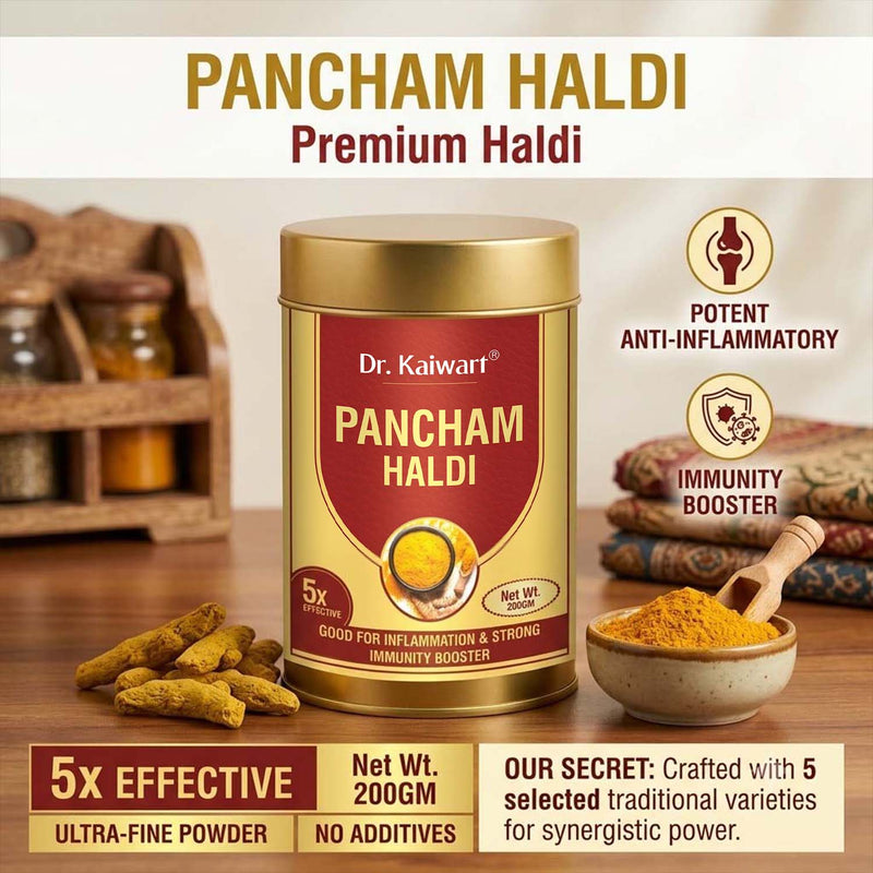 Dr. Kaiwart Pancham Haldi Powder – Premium Ayurvedic Turmeric Blend for Immunity & Inflammation Support (200g)
