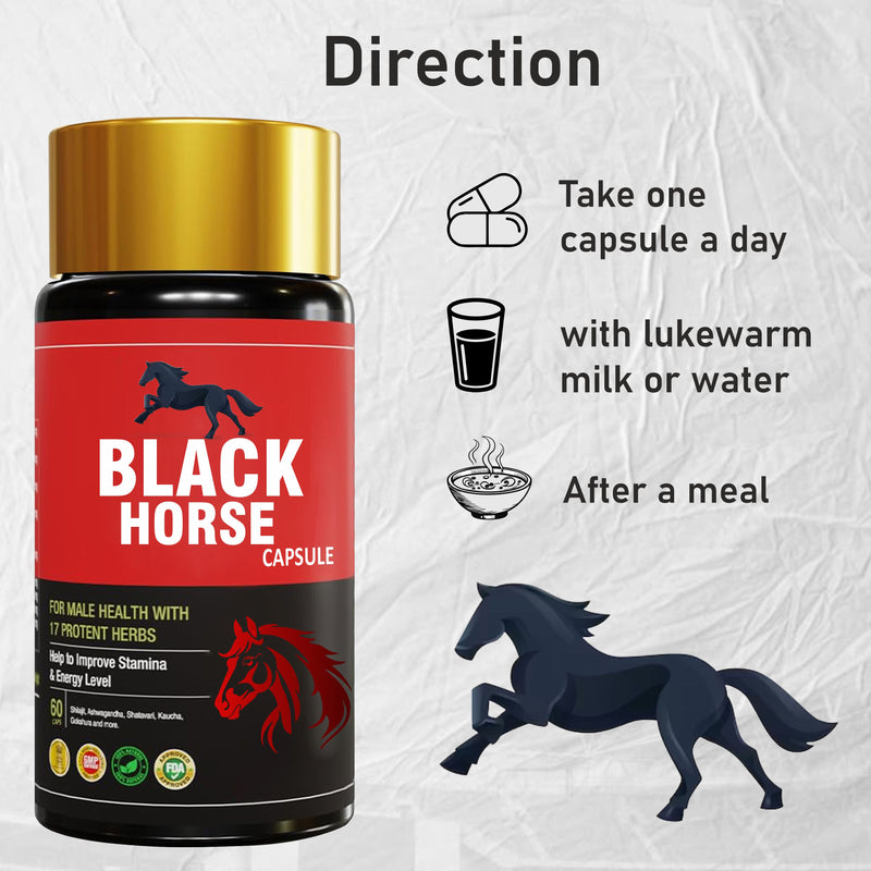 Black Horse Capsule for Men – Ayurvedic Immunity Booster & Strength Support | 60 Capsules