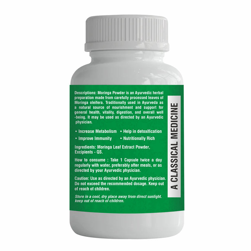 Dr. Kaiwart Moringa Capsules – 100% Natural Moringa Oleifera Leaf Extract | Ayurvedic Superfood Supplement for Immunity, Metabolism & Detox Support | Rich in Antioxidants (60 Capsules)