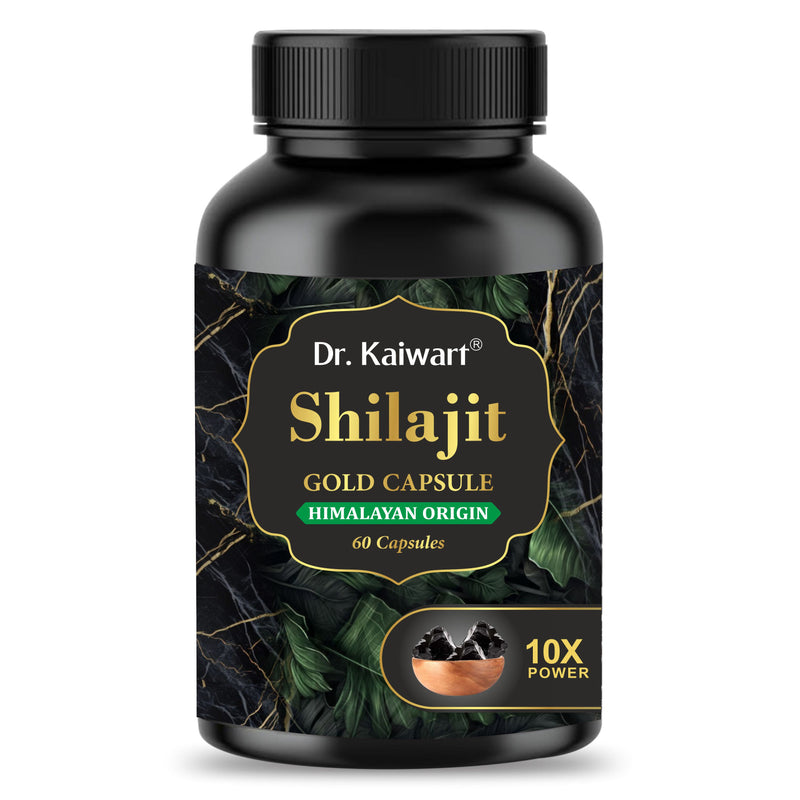 Dr. Kaiwart Himalayan Shilajit Gold Capsules – 100% Pure Shilajit Extract with Fulvic Acid – Ayurvedic Energy, Stamina & Strength Supplement (60 Capsules)