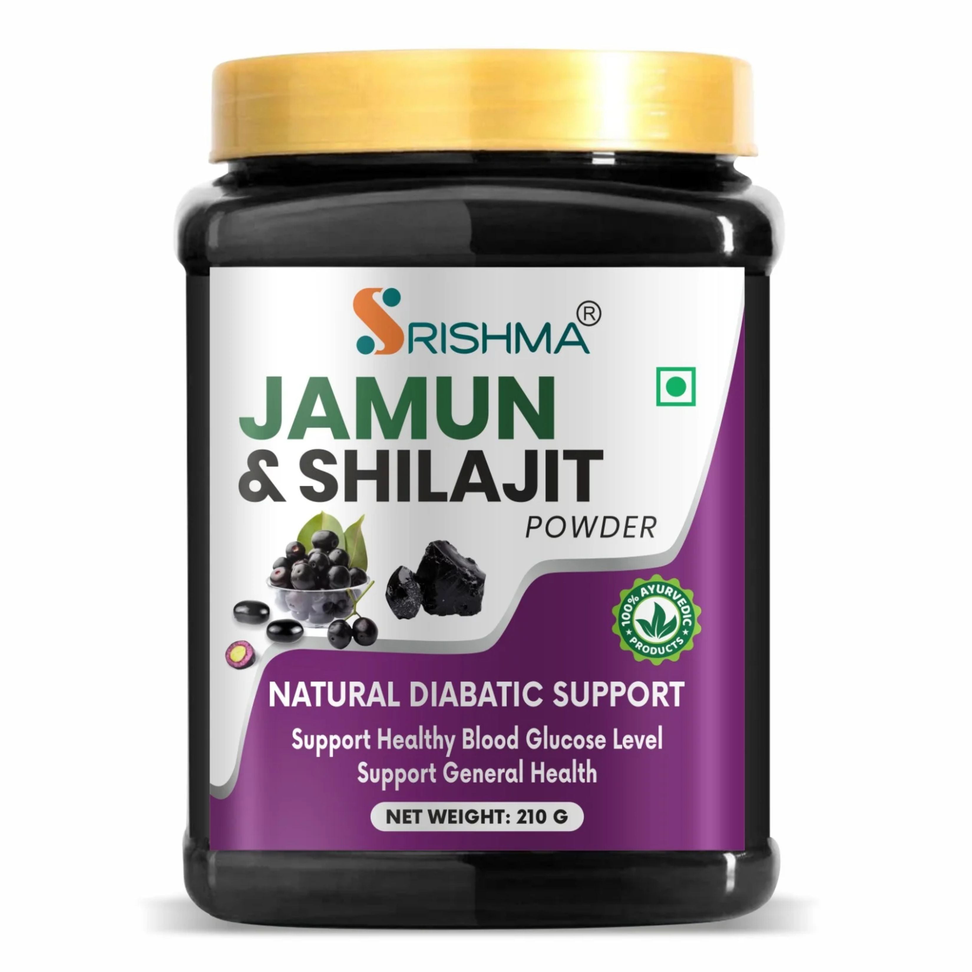 Srishma Jamun & Shilajit Powder for Blood Sugar Support – Natural Diabetic Care | 210g