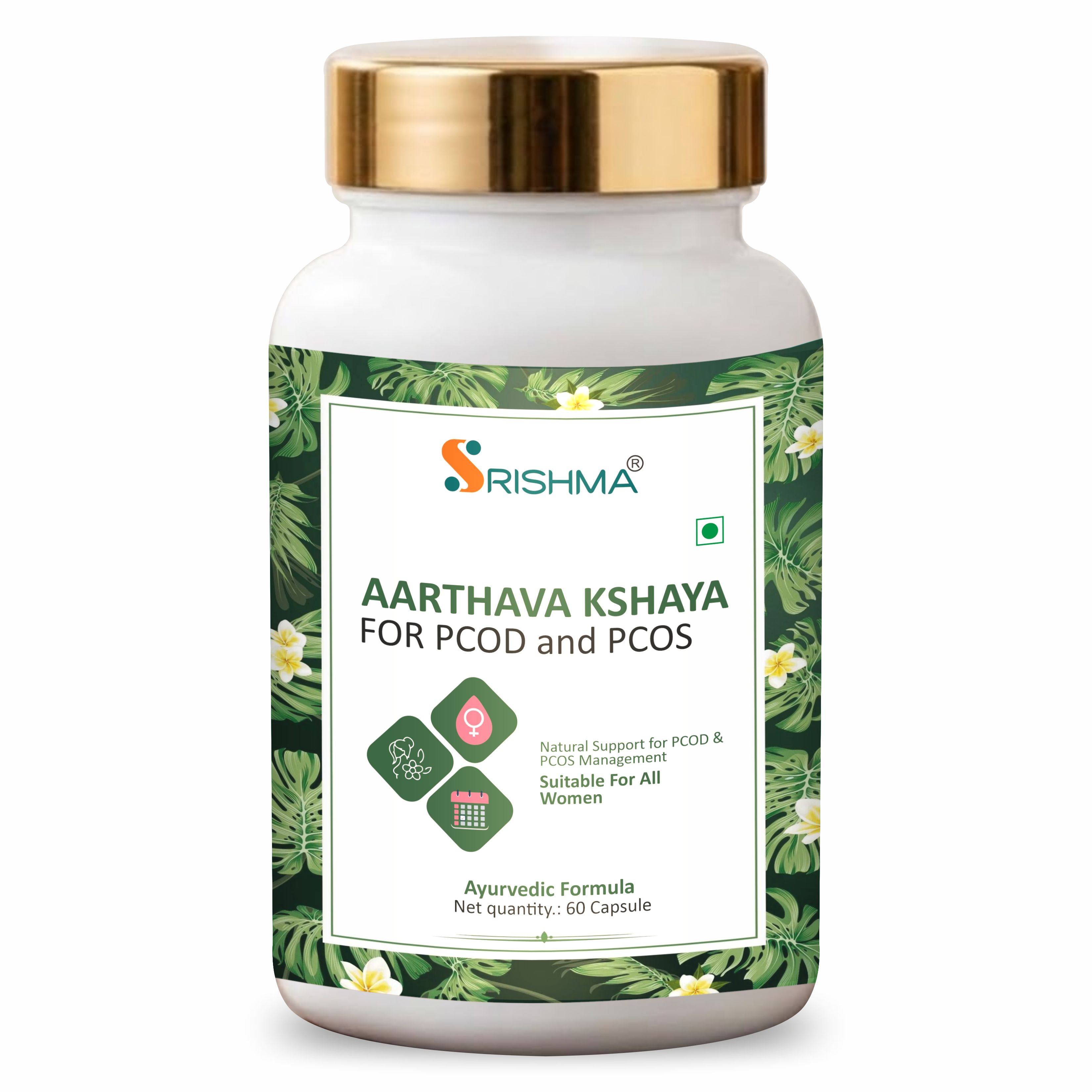 Srishma Aarthava Kshaya Capsules for PCOD & PCOS – Ayurvedic Hormonal Balance & Menstrual Cycle Support (60 Capsules)