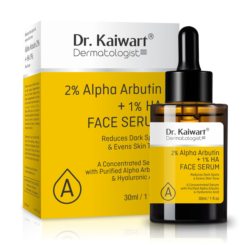 Dr. Kaiwart 2% Alpha Arbutin + 1% Hyaluronic Acid Face Serum – Dark Spot Corrector & Skin Brightening Serum for Hyperpigmentation (30ml)