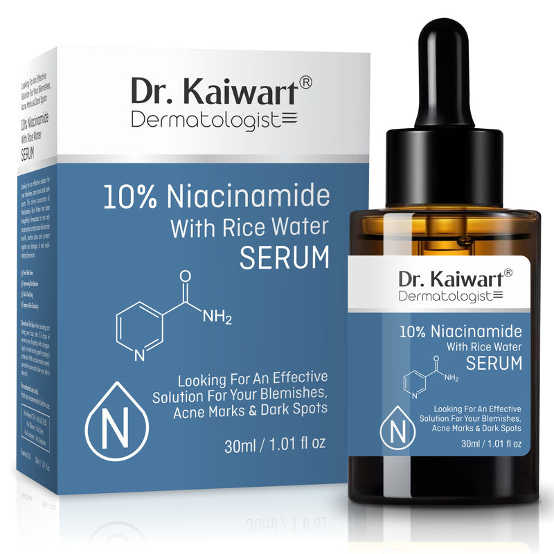 Dr. Kaiwart 10% Niacinamide Serum with Rice Water – Pore Minimizing & Brightening Face Serum for Acne Marks, Dark Spots & Even Skin Tone (30ml)