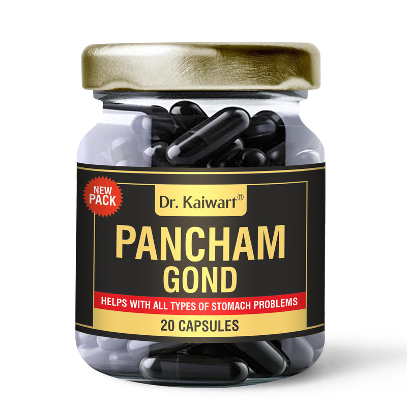 Pancham Gond Capsules 550mg | Ayurvedic Herbal Digestive Support with Moringa Gond, Chilgoza Gond, Pippali, Saunth & Kalonji | 20 Capsules