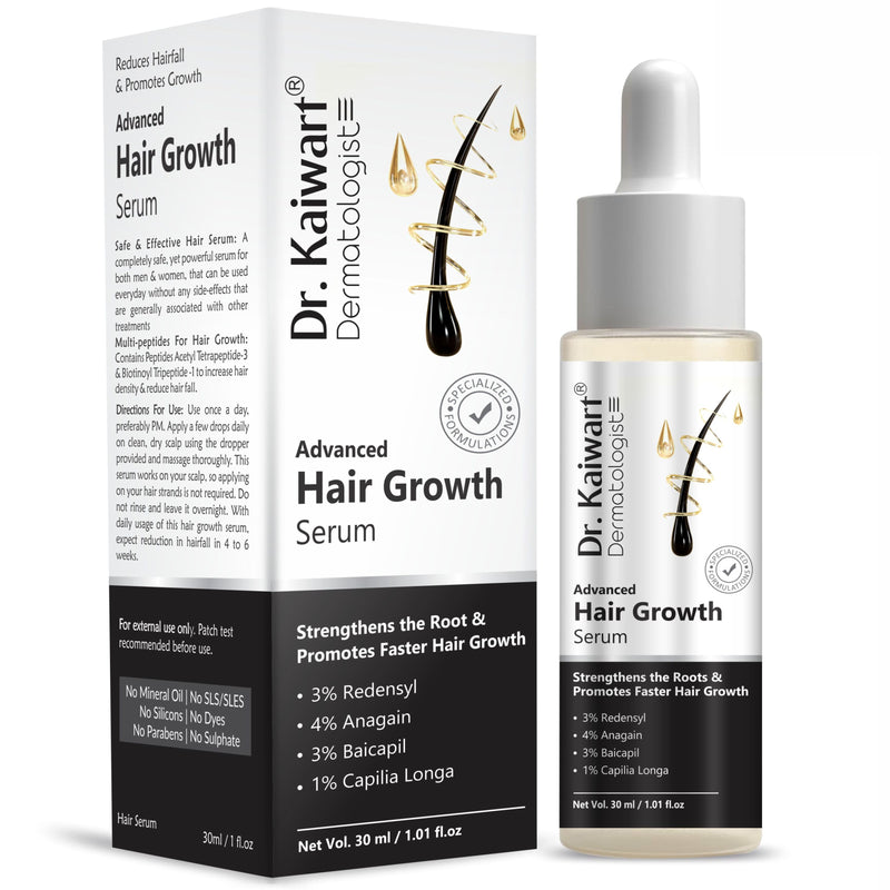 Dr. Kaiwart Advanced Hair Growth Serum with 3% Redensyl, 4% Anagain & 3% Baicapil – Anti Hair Fall Scalp Treatment for Thicker, Stronger Hair – Hair Regrowth Serum for Men & Women – 30ml