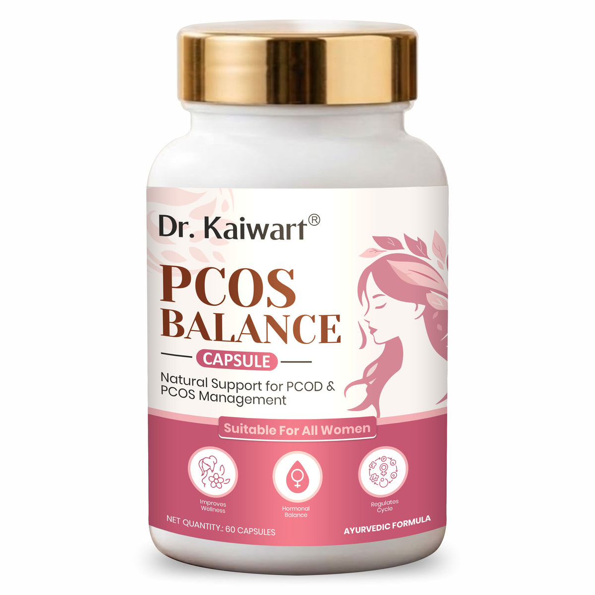 Dr. Kaiwart PCOS Balance Capsules for Women | Ayurvedic PCOD & PCOS Support | Hormonal & Menstrual Wellness | 60 Capsules
