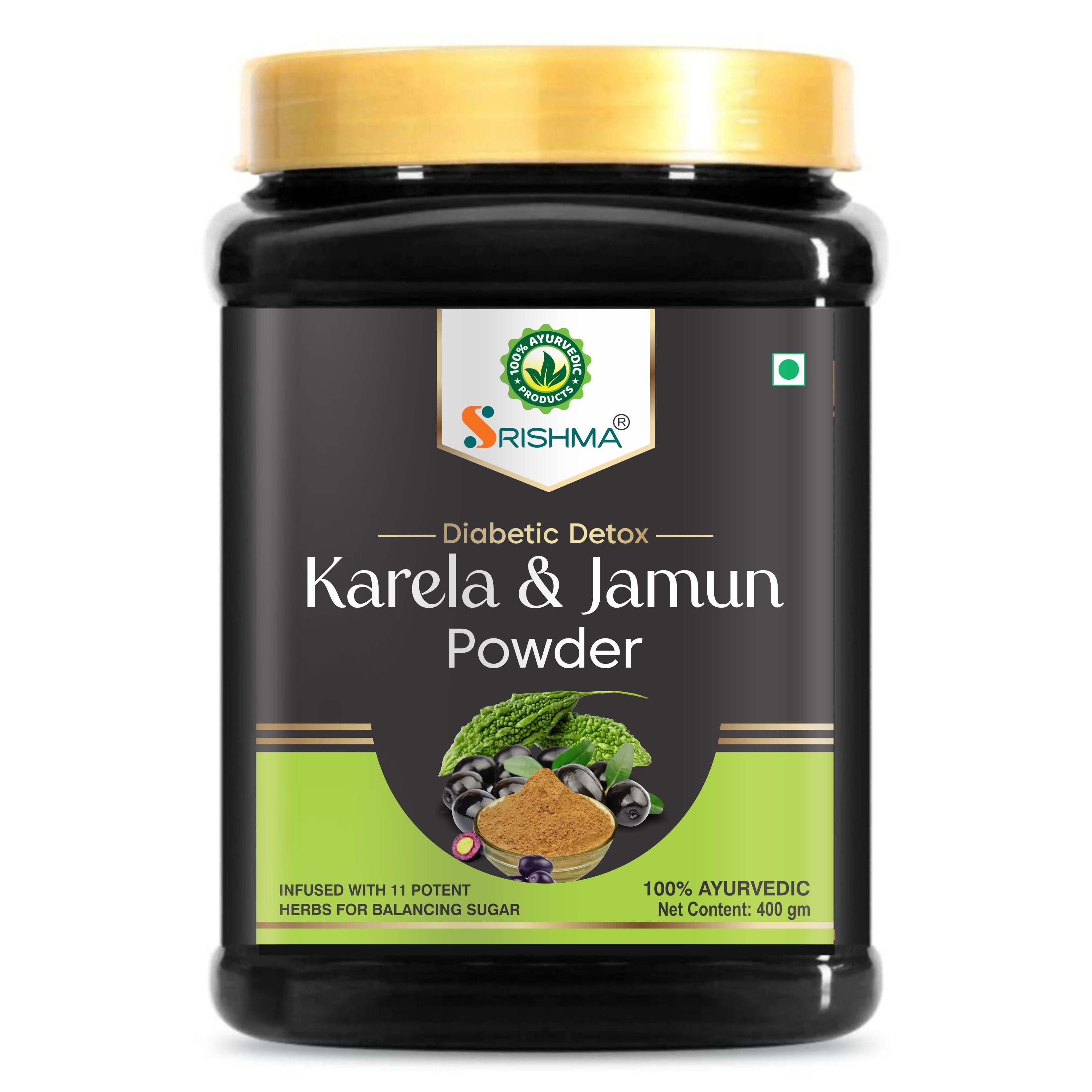 Srishma Karela & Jamun Powder for Diabetes Support – Ayurvedic Blood Sugar Control Supplement-400g