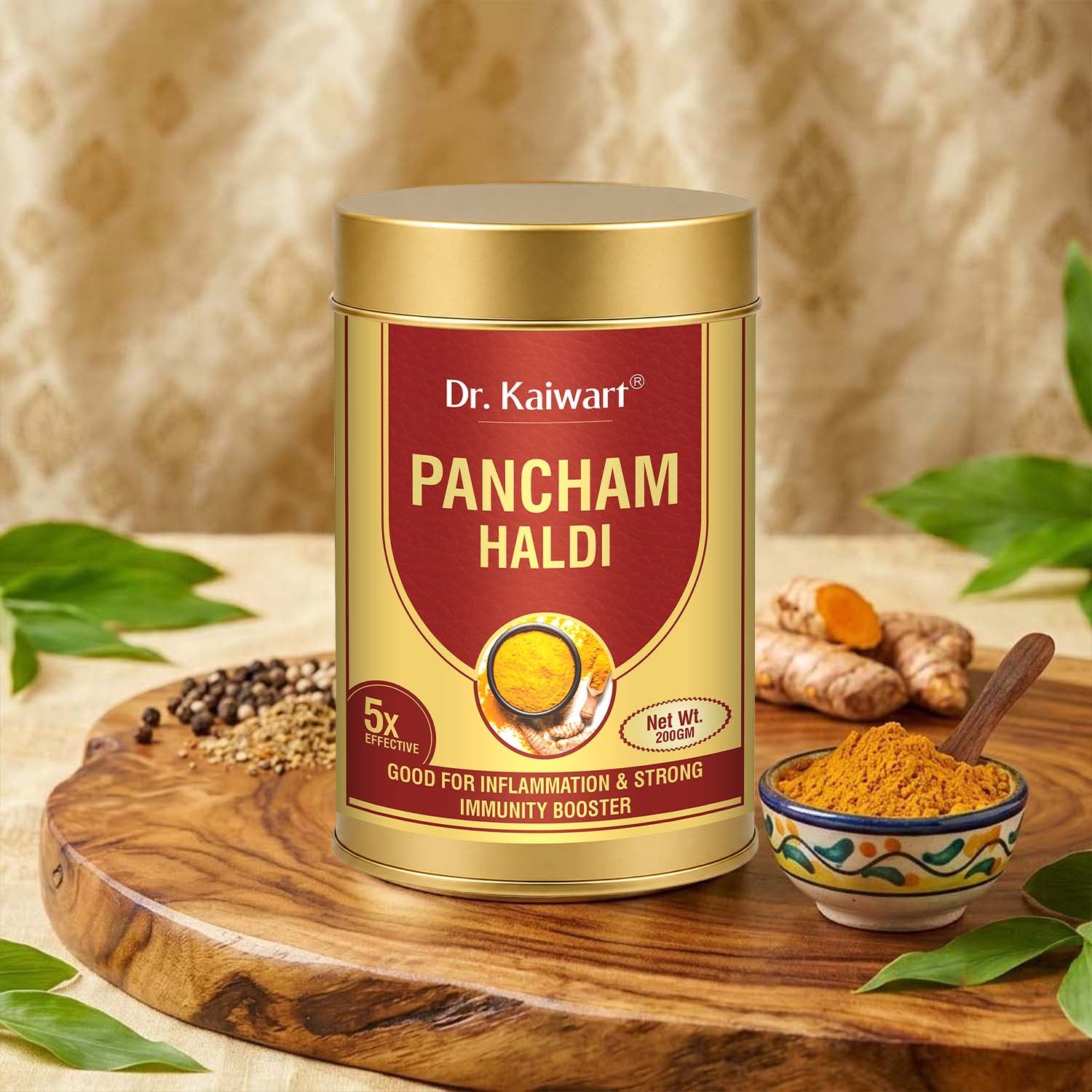 Dr. Kaiwart Pancham Haldi Powder – Premium Ayurvedic Turmeric Blend for Immunity & Inflammation Support (200g)