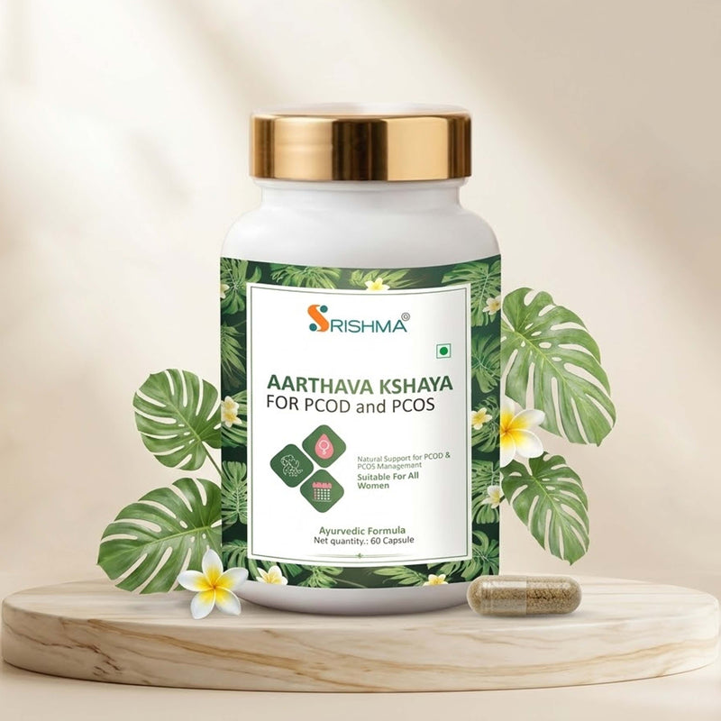 Srishma Aarthava Kshaya Capsules for PCOD & PCOS – Ayurvedic Hormonal Balance & Menstrual Cycle Support (60 Capsules)