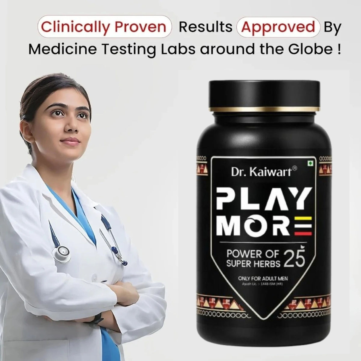 Dr. Kaiwart Play More Capsules – Ayurvedic Power of 25 Super Herbs for Men’s Energy, Stamina & Vitality 60-Capsules (Pack of 2)