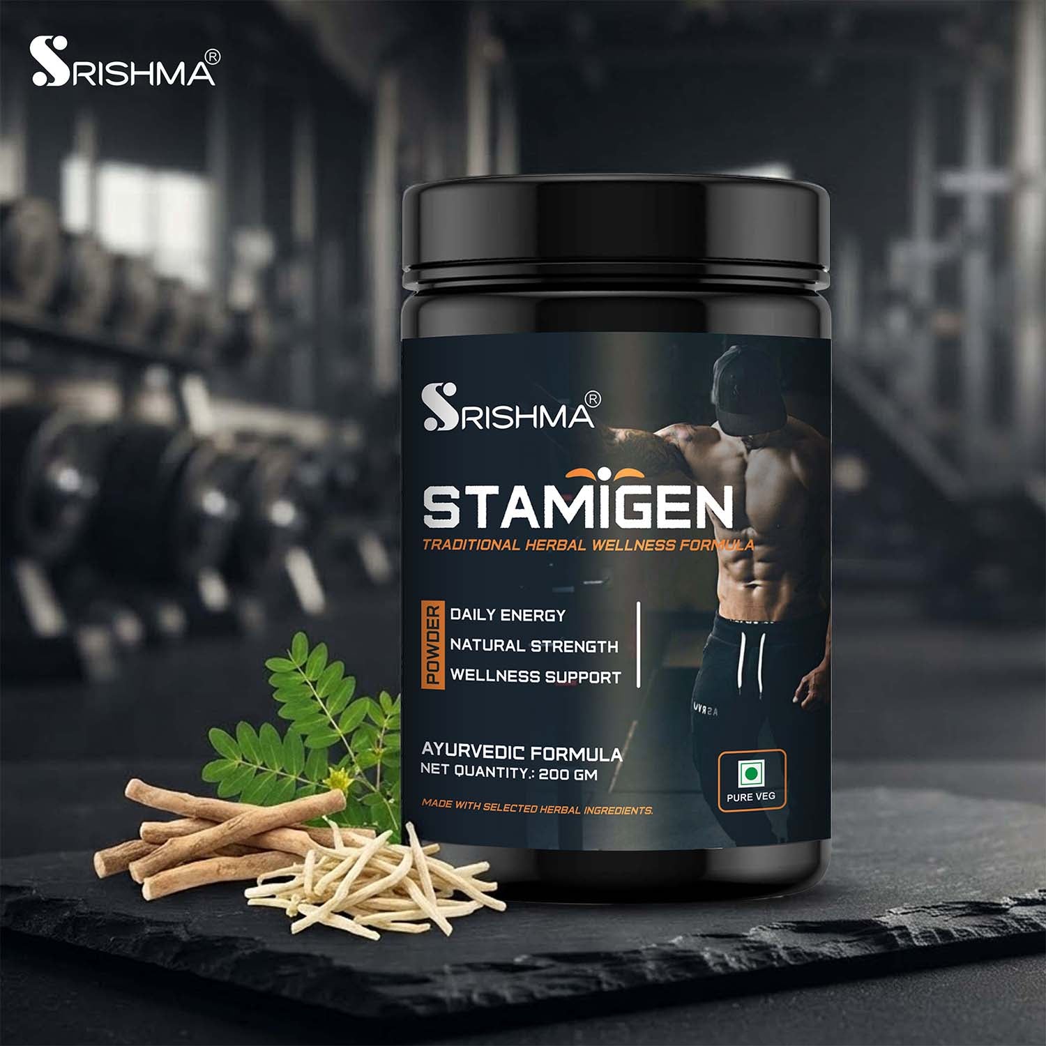 Srishma Stamigen Ayurvedic Powder – Herbal Energy, Strength & Stamina Booster for Men (200g)