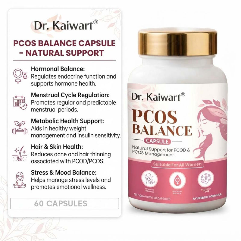 Dr. Kaiwart PCOS Balance Capsules for Women | Ayurvedic PCOD & PCOS Support | Hormonal & Menstrual Wellness | 60 Capsules