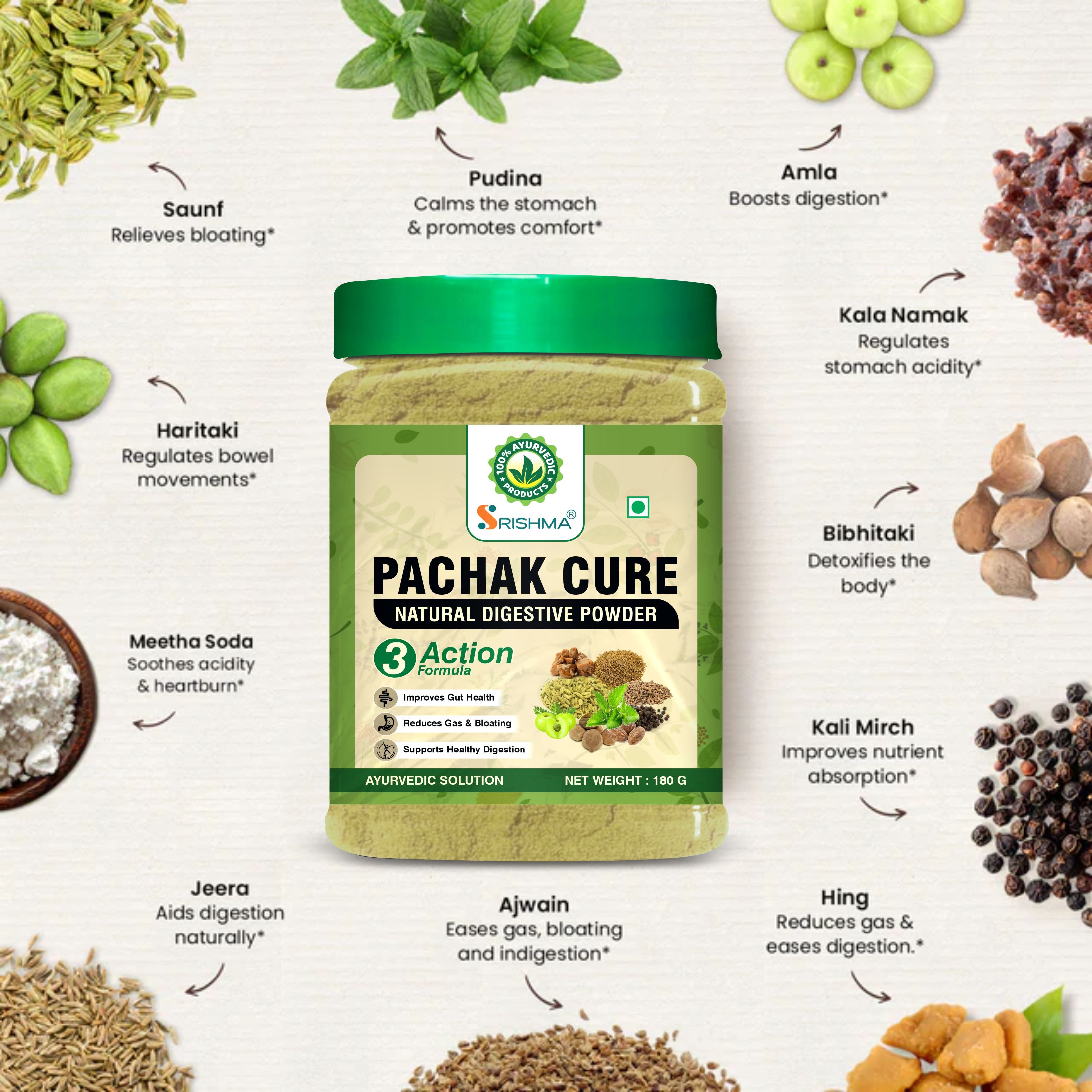 Srishsma Pachak Cure Powder | Natural Solution For Gas & Indigestion 200G
