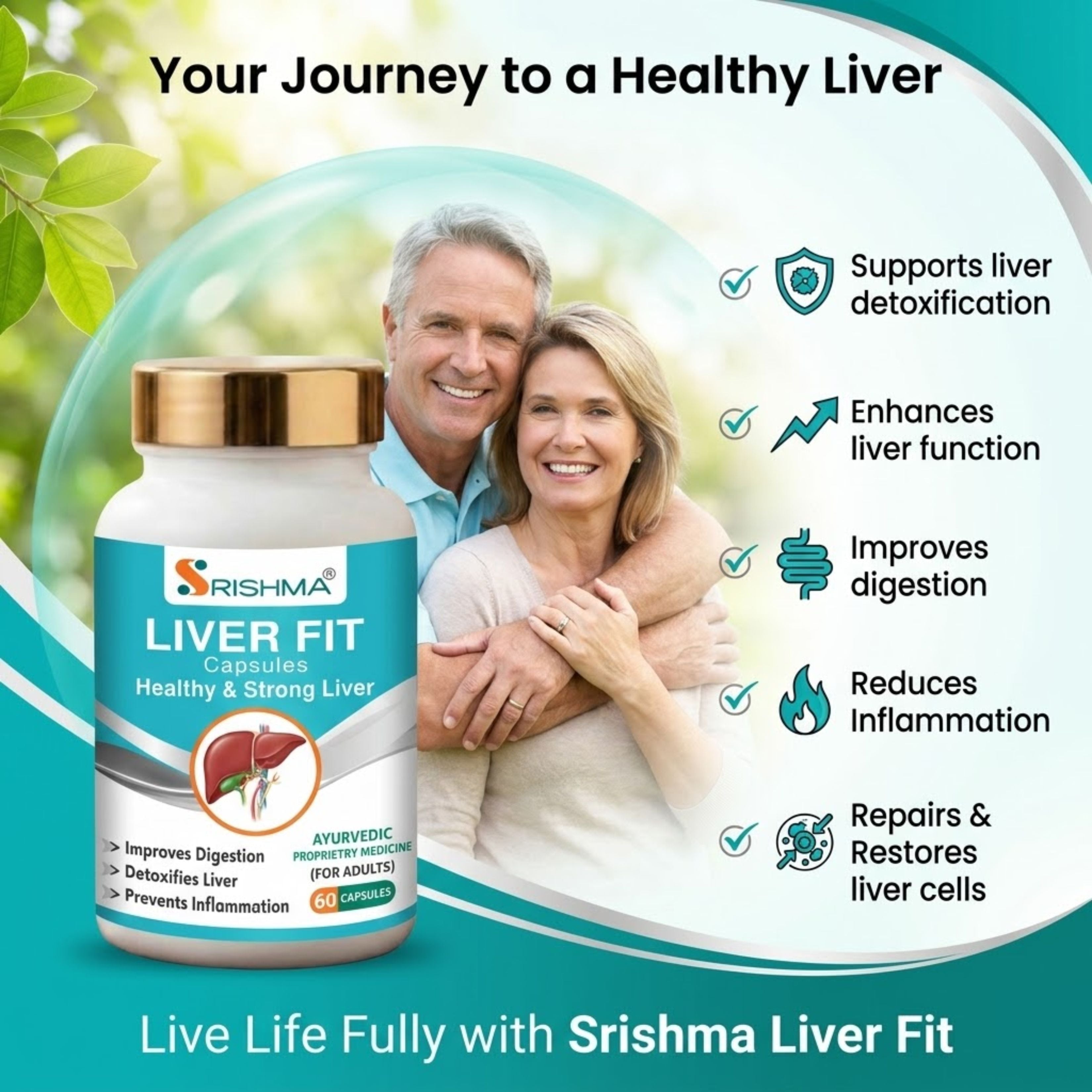 Srishma Natural Ayurvedic Capsules for Liver Detox & Liver Health-60 Capsules