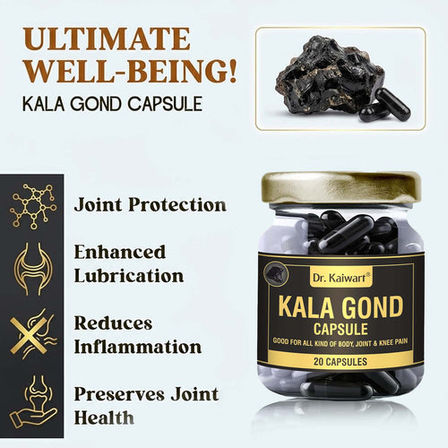 Dr. Kaiwart Kala Gond Capsule – Ayurvedic Joint Pain Relief & Anti-Inflammatory Support (20 Capsules)
