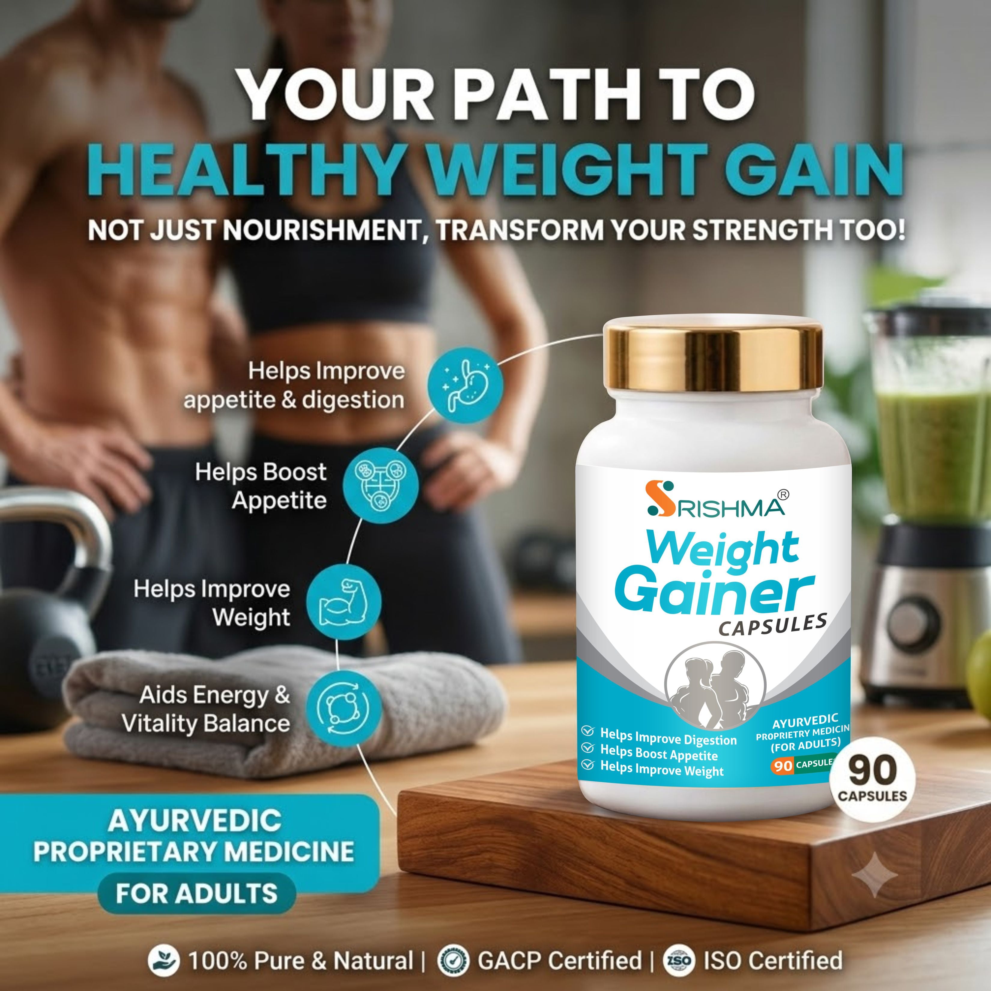 Srishma New and Improved Formula I Ayurvedic Weight Gainer Capsule Pack Of 2