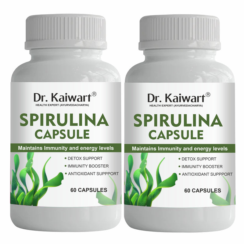 Dr. Kaiwart Organic Spirulina Capsules 500mg – Natural Immunity Booster, Energy & Detox Support Supplement 60-Capsules (Pack of 2)