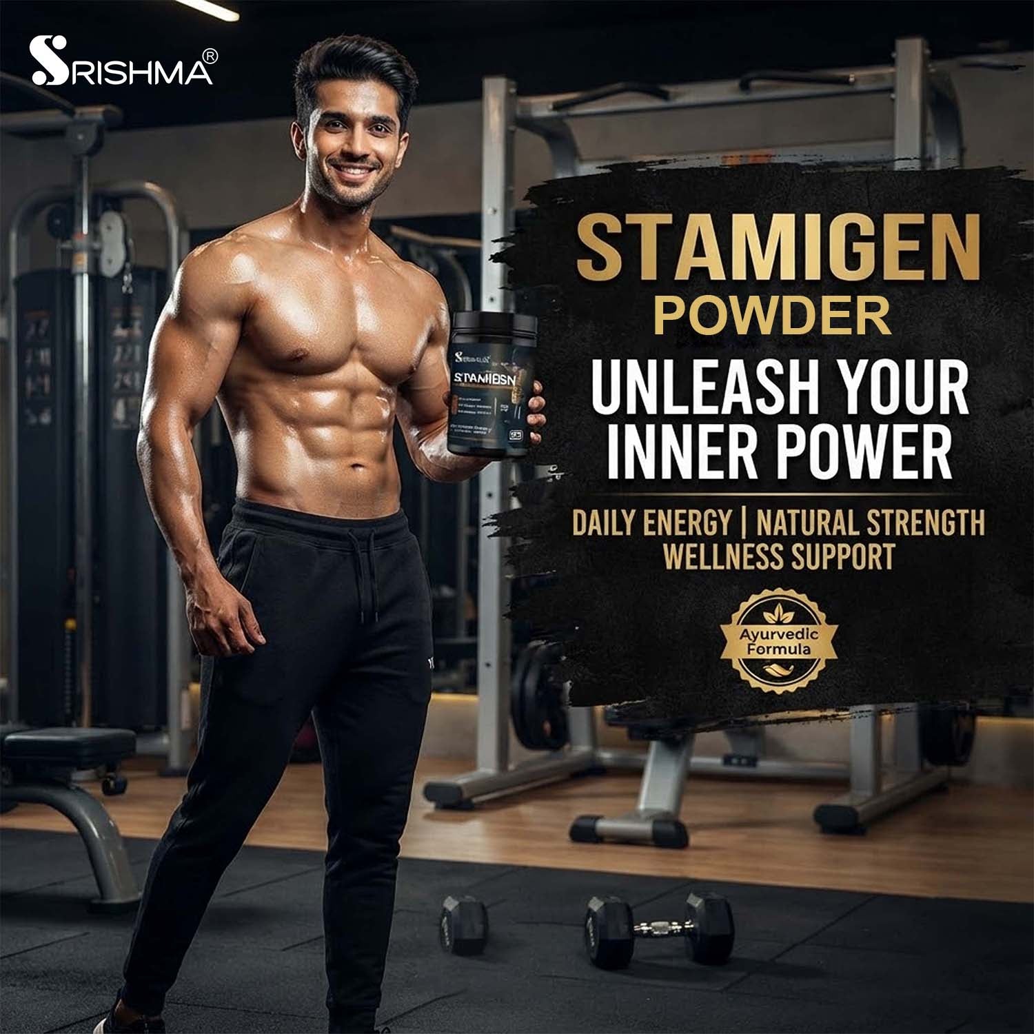 Srishma Stamigen Ayurvedic Powder – Herbal Energy, Strength & Stamina Booster for Men (200g)