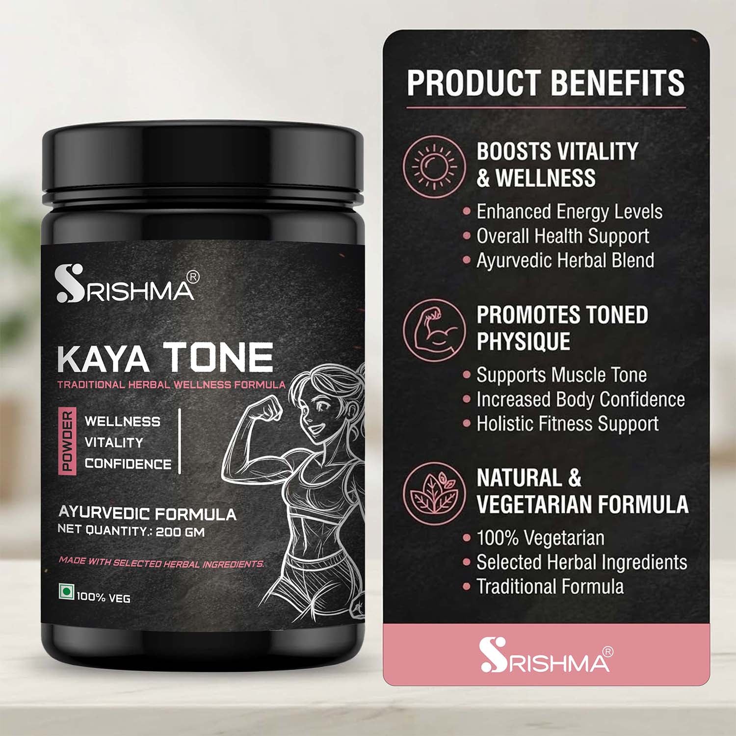 Srishma Kaya Tone Ayurvedic Powder – Herbal Wellness & Vitality Booster for Energy, Strength & Confidence (200g)