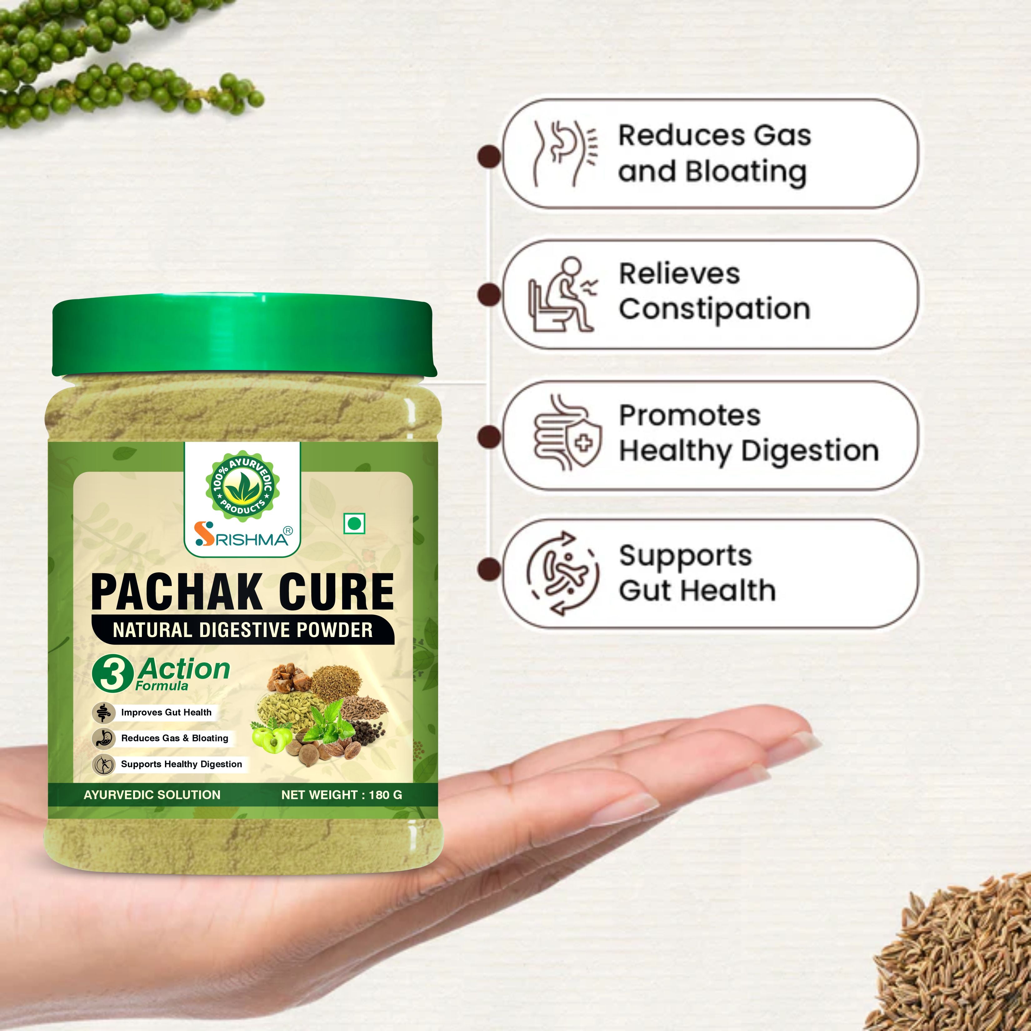 Srishsma Pachak Cure Powder | Natural Solution For Gas & Indigestion 200G