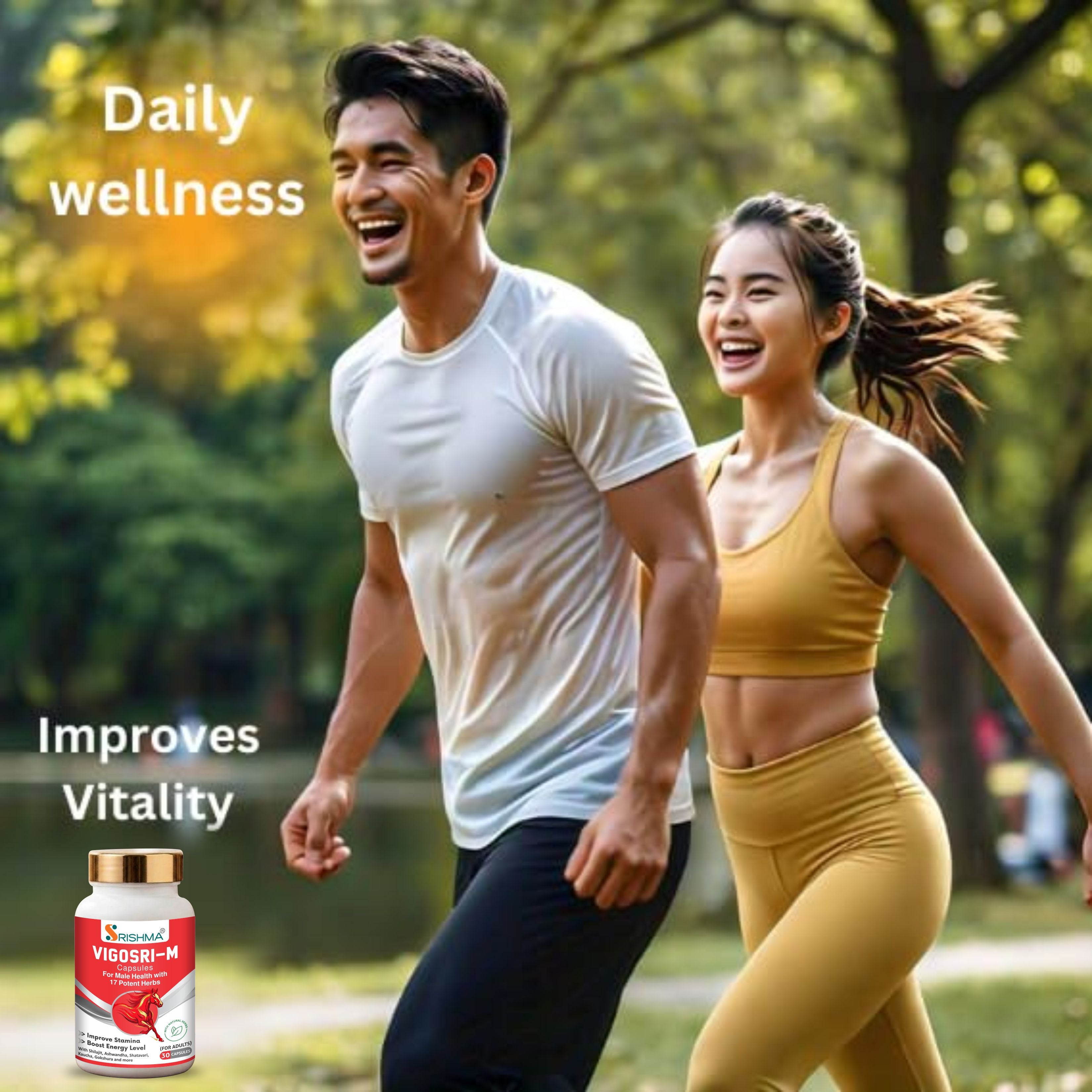 Srishma Vigosri‑M Capsules – Ayurvedic Male Health & Stamina Support Supplement with 17 Potent Herbs (30 Capsules)