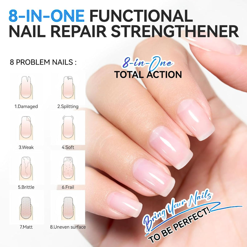 Dr. Kaiwart Nail Strengthener and Growth – 8‑in‑1 Nail Repair Treatment with Keratin, Collagen & Jojoba Oil | Nail Ridge Filler & Base Coat for Weak, Brittle Nails | 10ml