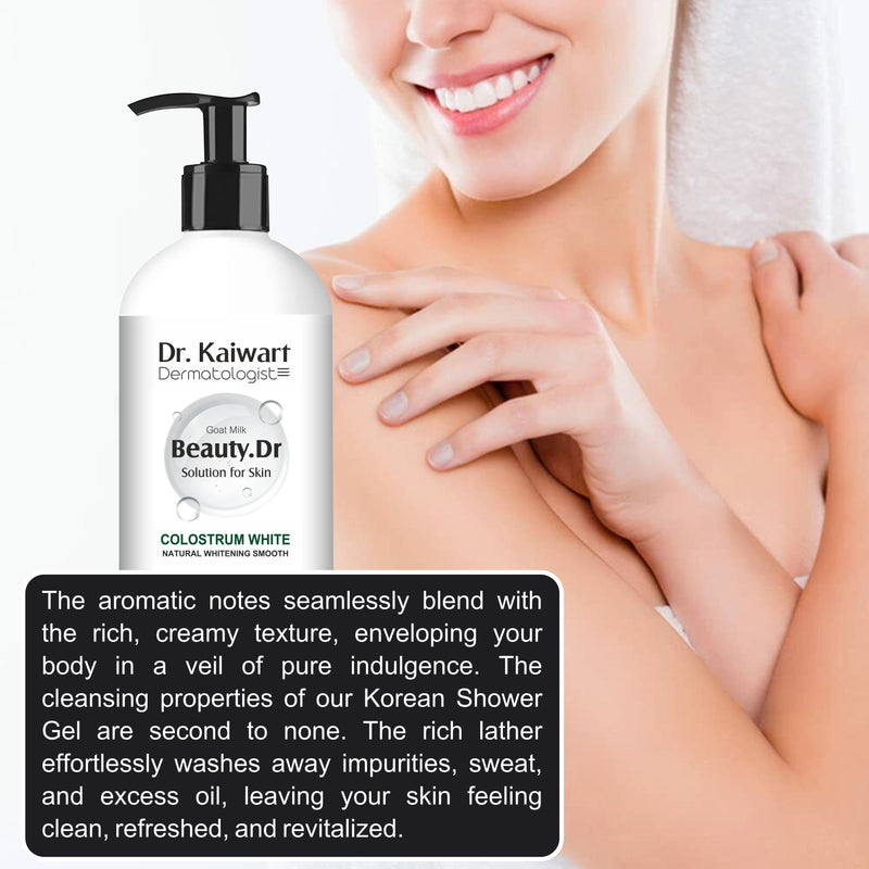 Dr. Kaiwart Goat Milk Colostrum White Shower Gel – Natural Brightening & Moisturizing Body Wash for Smooth, Radiant Skin – Deep Cleansing Formula 300ml (Pack of 2)
