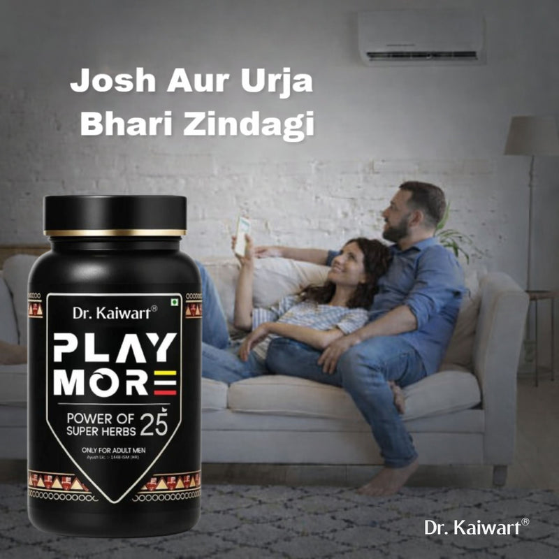 Dr. Kaiwart Play More Capsules – Ayurvedic Power of 25 Super Herbs for Men’s Energy, Stamina & Vitality 60-Capsules (Pack of 2)
