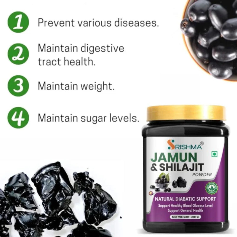 Srishma Jamun & Shilajit Powder for Blood Sugar Support – Natural Diabetic Care | 210g