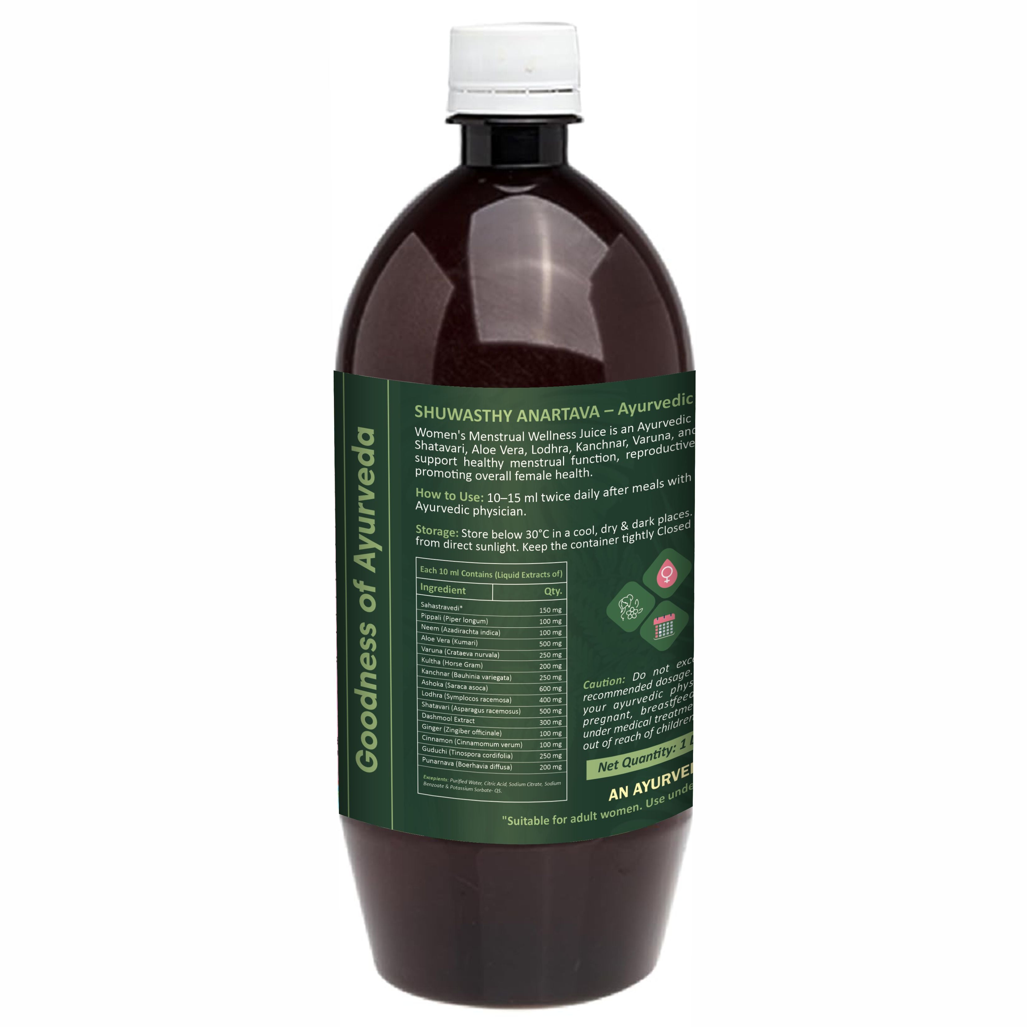 Shuwasthy Anartava Syrup for Delayed & Irregular Periods – Ayurvedic Women’s Hormonal Balance Tonic (1 Litre)