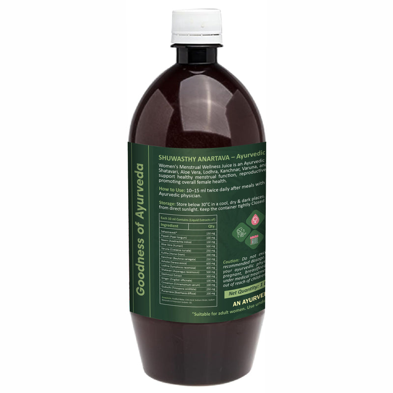 Shuwasthy Anartava Syrup for Delayed & Irregular Periods – Ayurvedic Women’s Hormonal Balance Tonic (1 Litre)