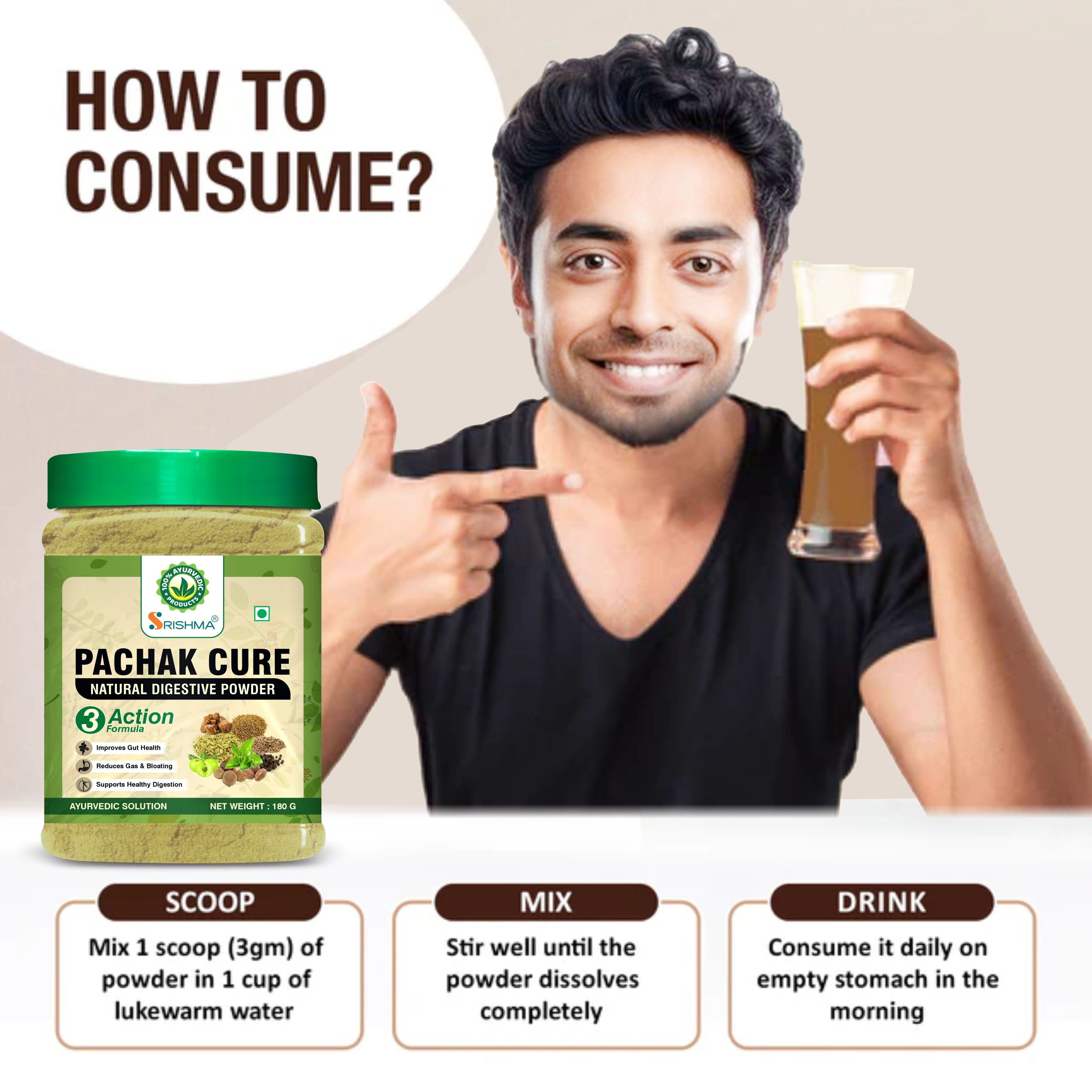 Srishsma Pachak Cure Powder | Natural Solution For Gas & Indigestion 200G