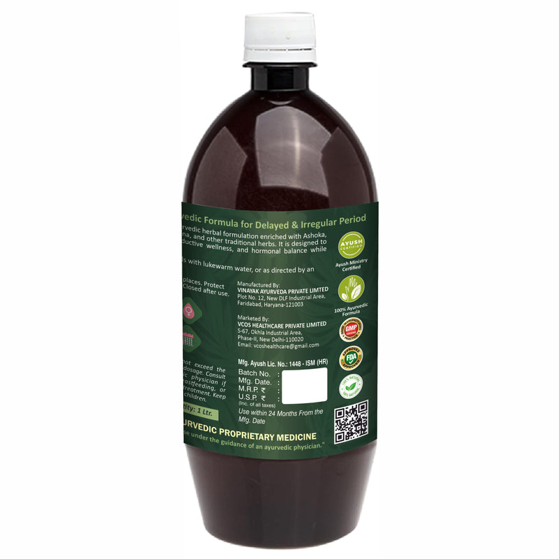 Shuwasthy Anartava Syrup for Delayed & Irregular Periods – Ayurvedic Women’s Hormonal Balance Tonic (1 Litre)