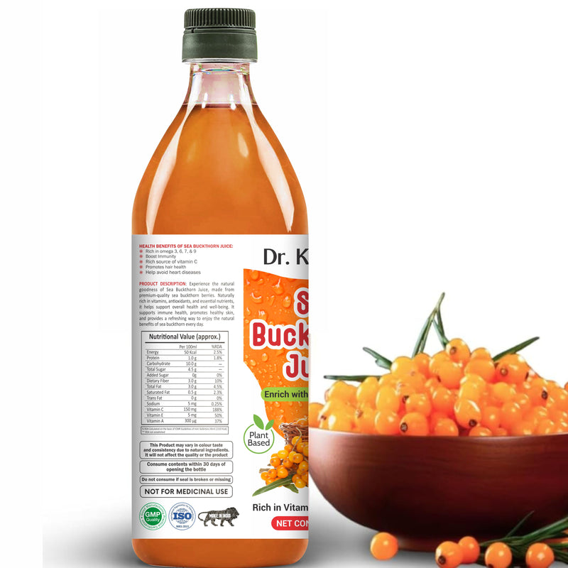 Dr. Kaiwart Sea Buckthorn Juice 500ml (Pack of 4) – Rich in Omega 3, 6, 7 & 9 | Natural Immunity & Antioxidant Support