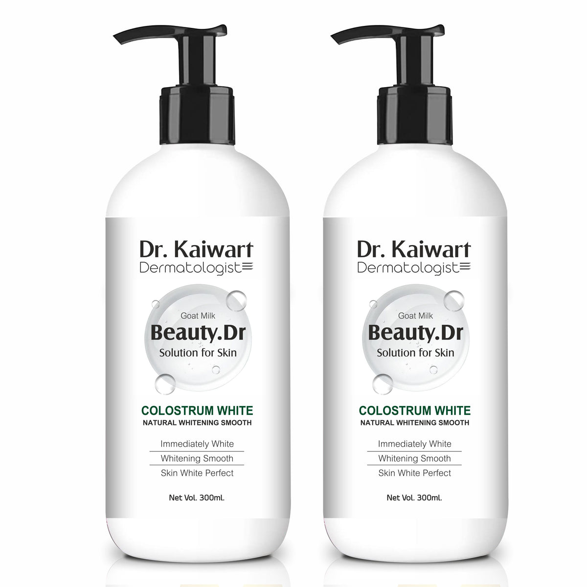 Dr. Kaiwart Goat Milk Colostrum White Shower Gel – Natural Brightening & Moisturizing Body Wash for Smooth, Radiant Skin – Deep Cleansing Formula 300ml (Pack of 2)