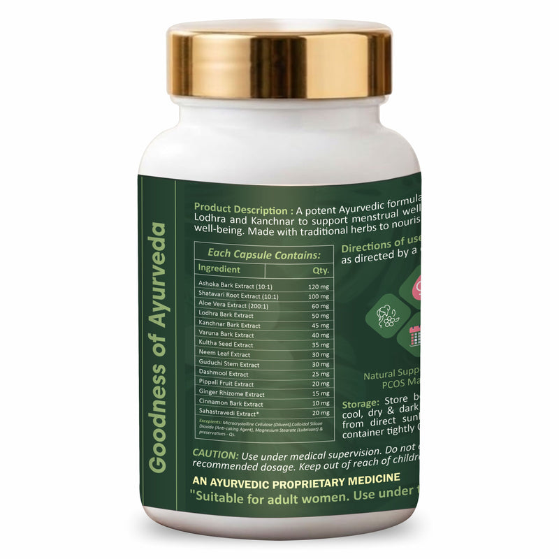 Srishma Aarthava Kshaya Capsules for PCOD & PCOS – Ayurvedic Hormonal Balance & Menstrual Cycle Support (60 Capsules)