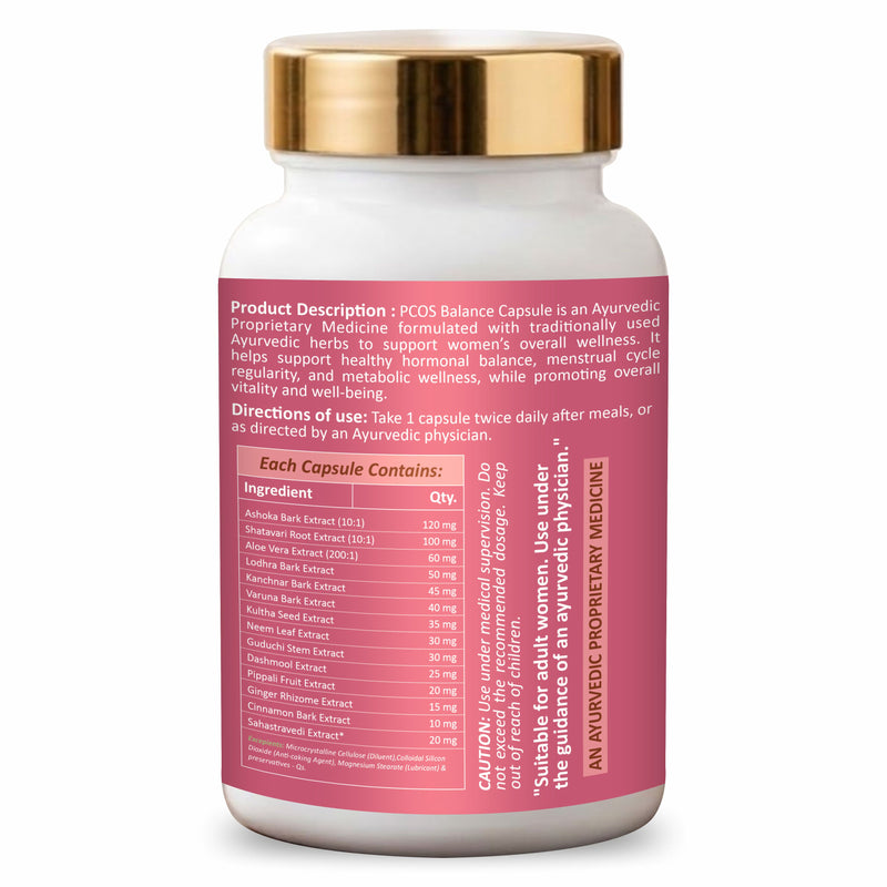 Dr. Kaiwart PCOS Balance Capsules for Women | Ayurvedic PCOD & PCOS Support | Hormonal & Menstrual Wellness | 60 Capsules