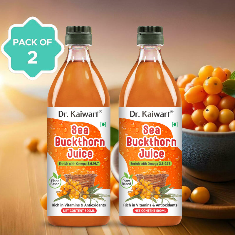 DR. KAIWART Sea Buckthorn Juice Pack of 2, Himalayan Berry, Enrich With Omega 3,6,9 & 7 (2 x 500 ml)