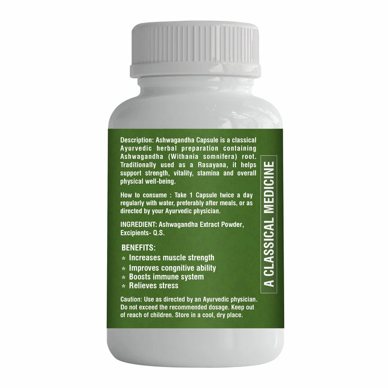 Dr. Kaiwart Ashwagandha Capsule – Natural Stress Reliever, Strength & Stamina Booster | 60 Pure Herbal Capsules