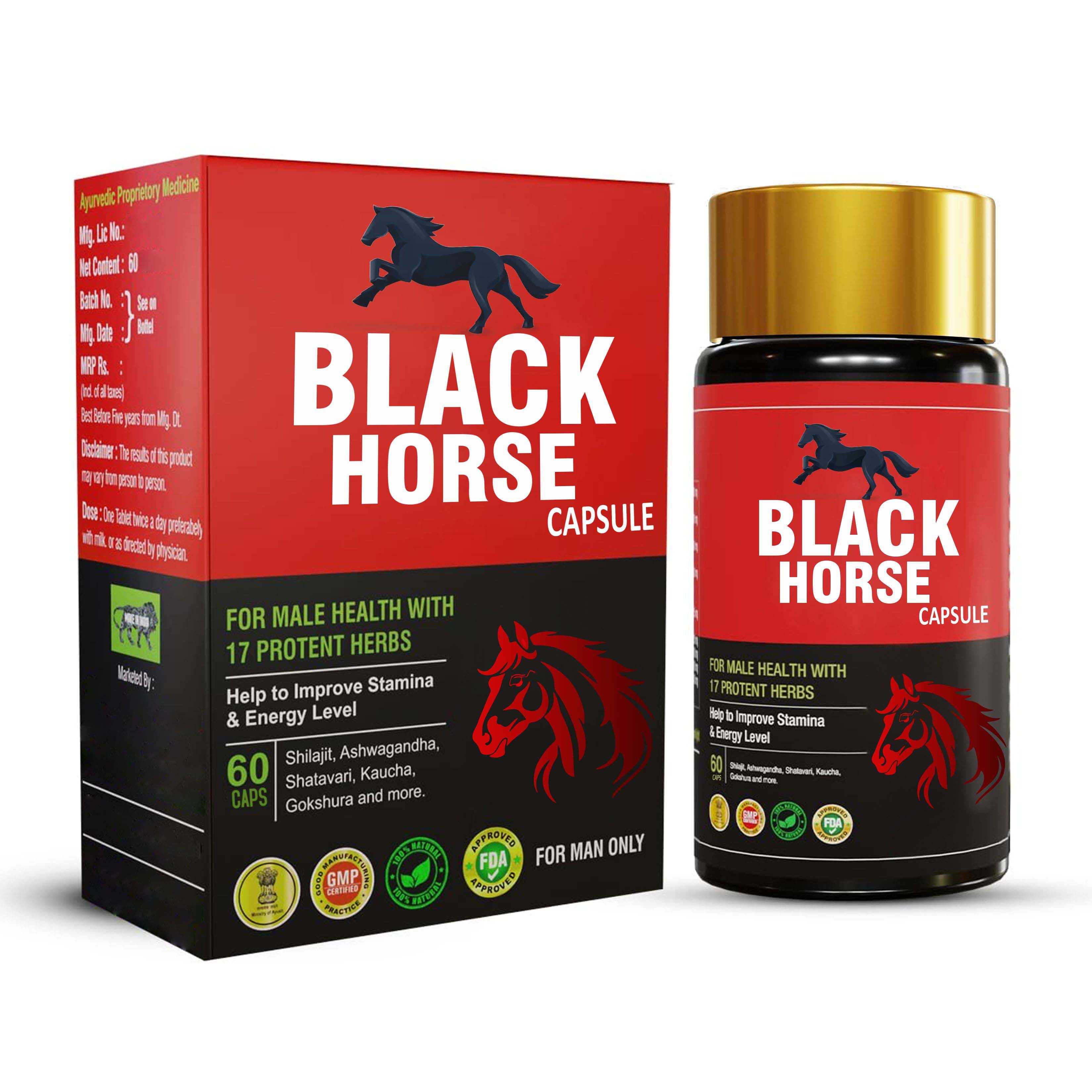 Black Horse Capsule for Men – Ayurvedic Immunity Booster & Strength Support | 60 Capsules