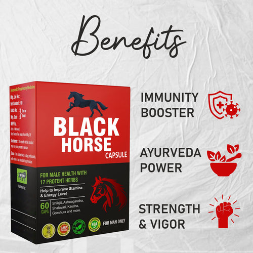Black Horse Capsule for Men – Ayurvedic Immunity Booster & Strength Support | 60 Capsules