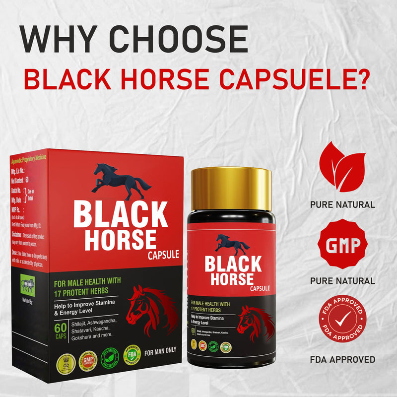 Black Horse Capsule for Men – Ayurvedic Immunity Booster & Strength Support | 60 Capsules