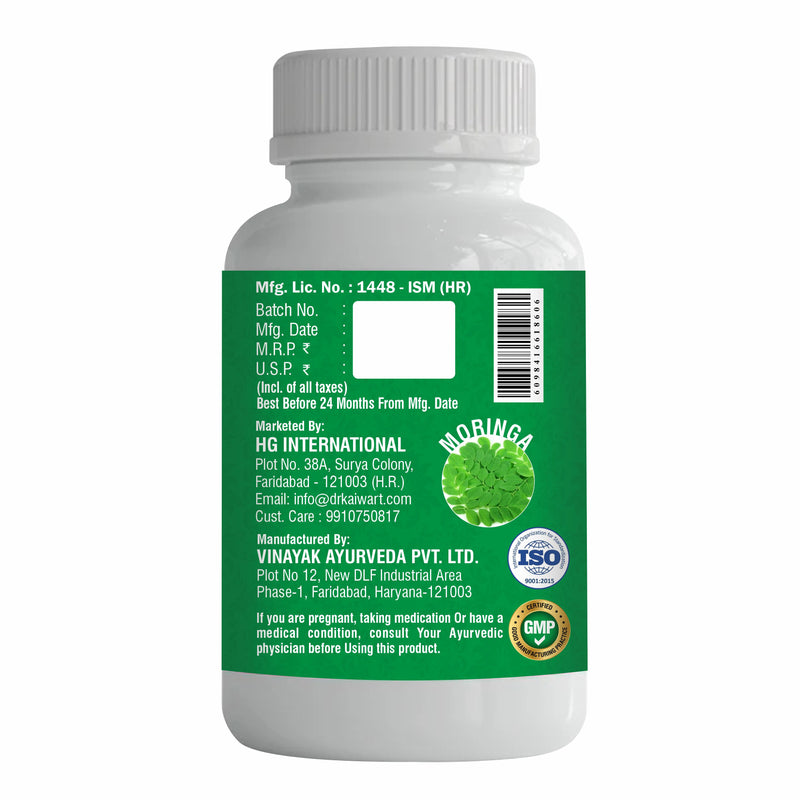 Dr. Kaiwart Moringa Capsules – 100% Natural Moringa Oleifera Leaf Extract | Ayurvedic Superfood Supplement for Immunity, Metabolism & Detox Support | Rich in Antioxidants (60 Capsules)
