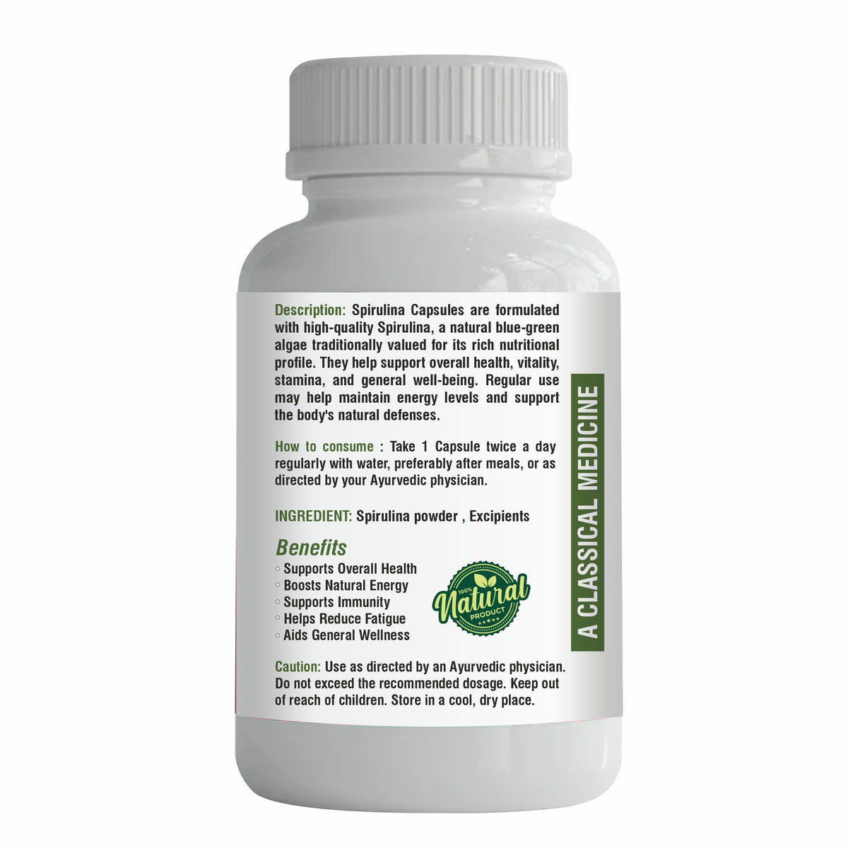 Dr. Kaiwart Organic Spirulina Capsules 500mg – Natural Immunity Booster, Energy & Detox Support Supplement 60-Capsules (Pack of 3)